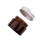 Amber empty body cream cosmetic jars face cream glass jar with aluminum lid