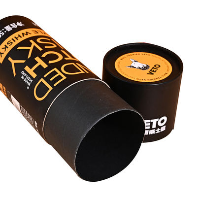 Black Round Kraft Paper Tube Packaging Food Grade Recycled Cylinder Packaging Box