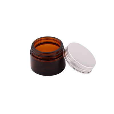 Amber empty body cream cosmetic jars face cream glass jar with aluminum lid