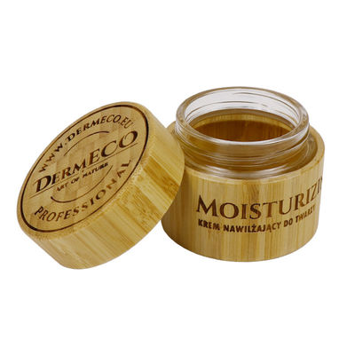 OEM Skincare Bamboo Cosmetic Packaging Electroplate 50g Bamboo Cream Jar