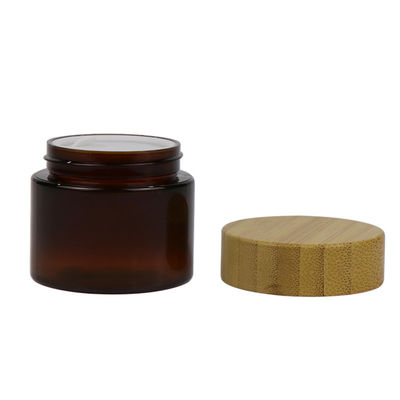 Empty Cosmetic PET Cream Jar 50g 100g Plastic Container With Wooden Lid