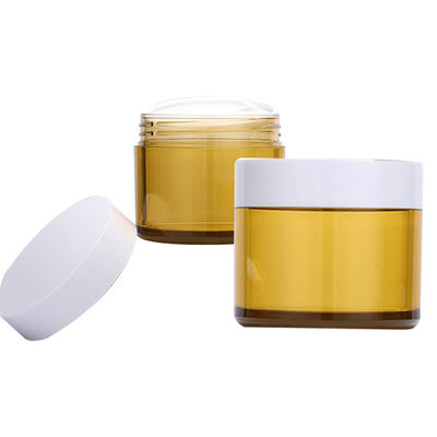 SGS 120g 150g Cosmetic Yellow Glass Jar Round Glass Canister With Lid