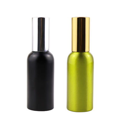 Metal Press Pump Golden Matte Black Aluminum Bottle For Cosmetics
